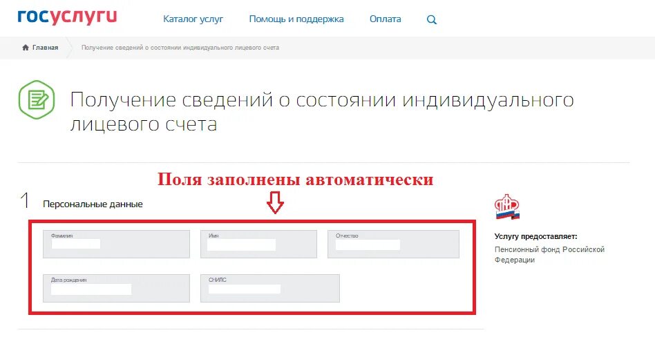 Лицевой пенсионный счет госуслуги