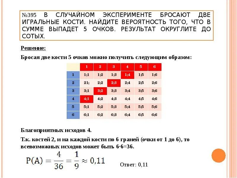 Бросают желтую игральную кость вычислите вероятность события. Бросают две игральные кости. в случайном эксперименте бросают две игральные кости. таблица бросания двух игральных костей. сумма выпавших очков в кубиках.