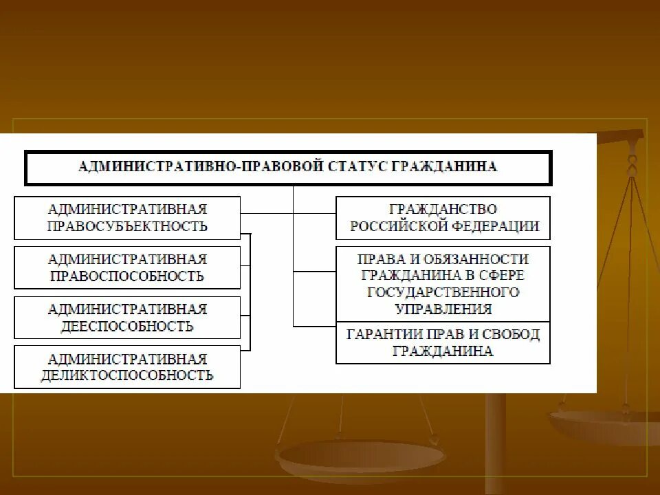 Элементы статуса гражданина Российской Федерации. Административно-правовой статус гражданина. Структура административно-правового статуса гражданина. Административный правовой статус граждан.