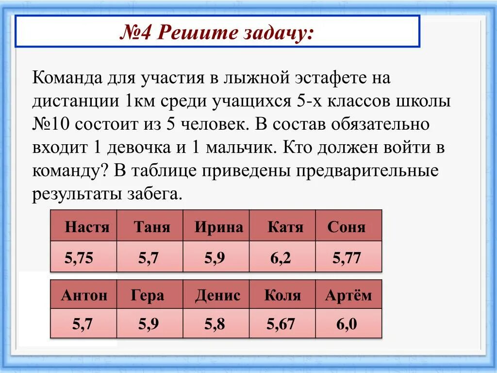 Реши задачу в эстафете приняли участие. Задача в лыжной эстафете участвовали 9 команд мальчиков. Реши задачу в лыжной эстафете участвовало 9 команд мальчиков. В лыжной эстафете участвовали 9 команд мальчиков по 8.