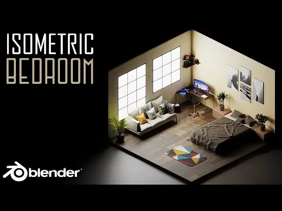 Room tutorial. Isometric room blender.
