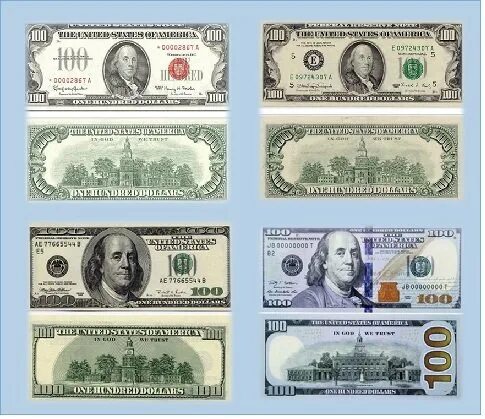 Доллар новые и старые купюры. Как выглядит купюра 100 долларов. Купюра 100 долларов США. 100 Долларов купюра нового образца. Старая купюра 100 долларов.