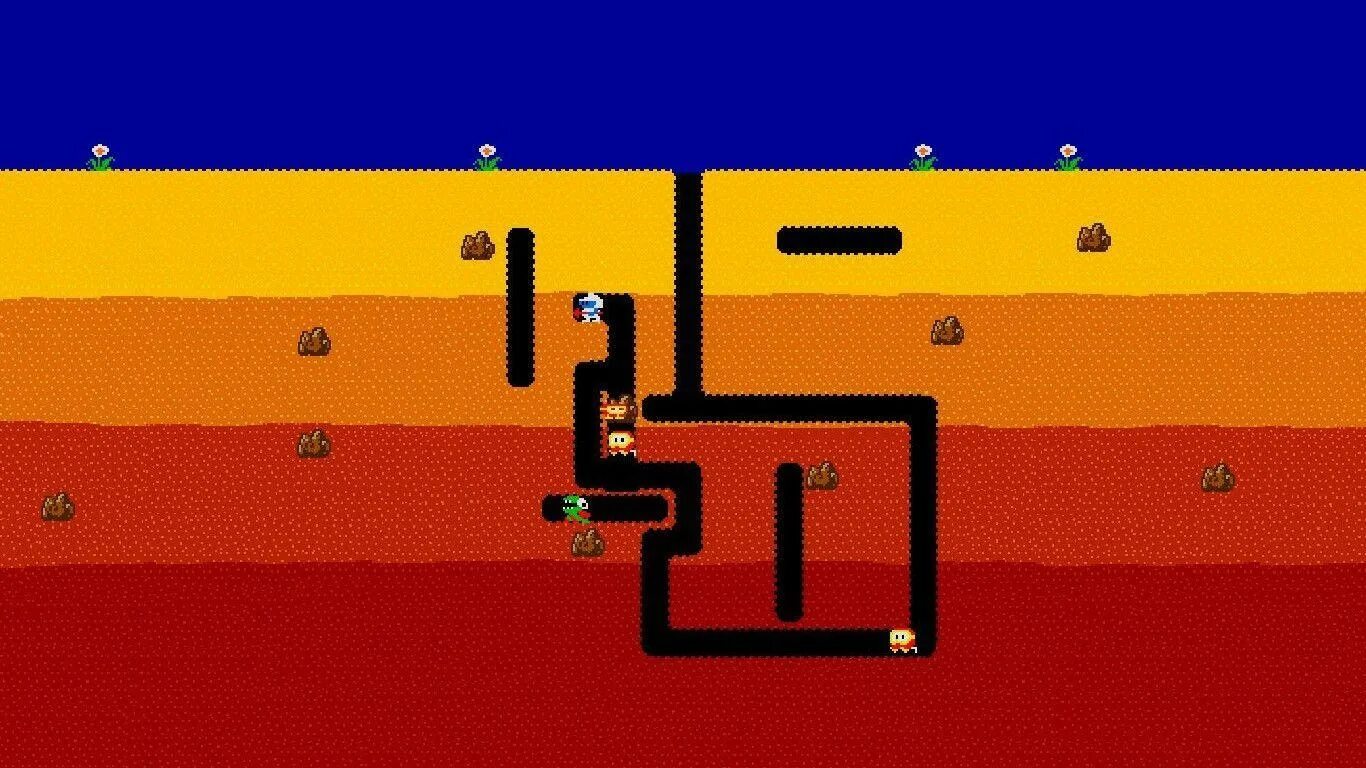 Dig dug прохождение. Диг Даг. Dig dug dug. "Dig dug II.NES". Dig dug Виндт.