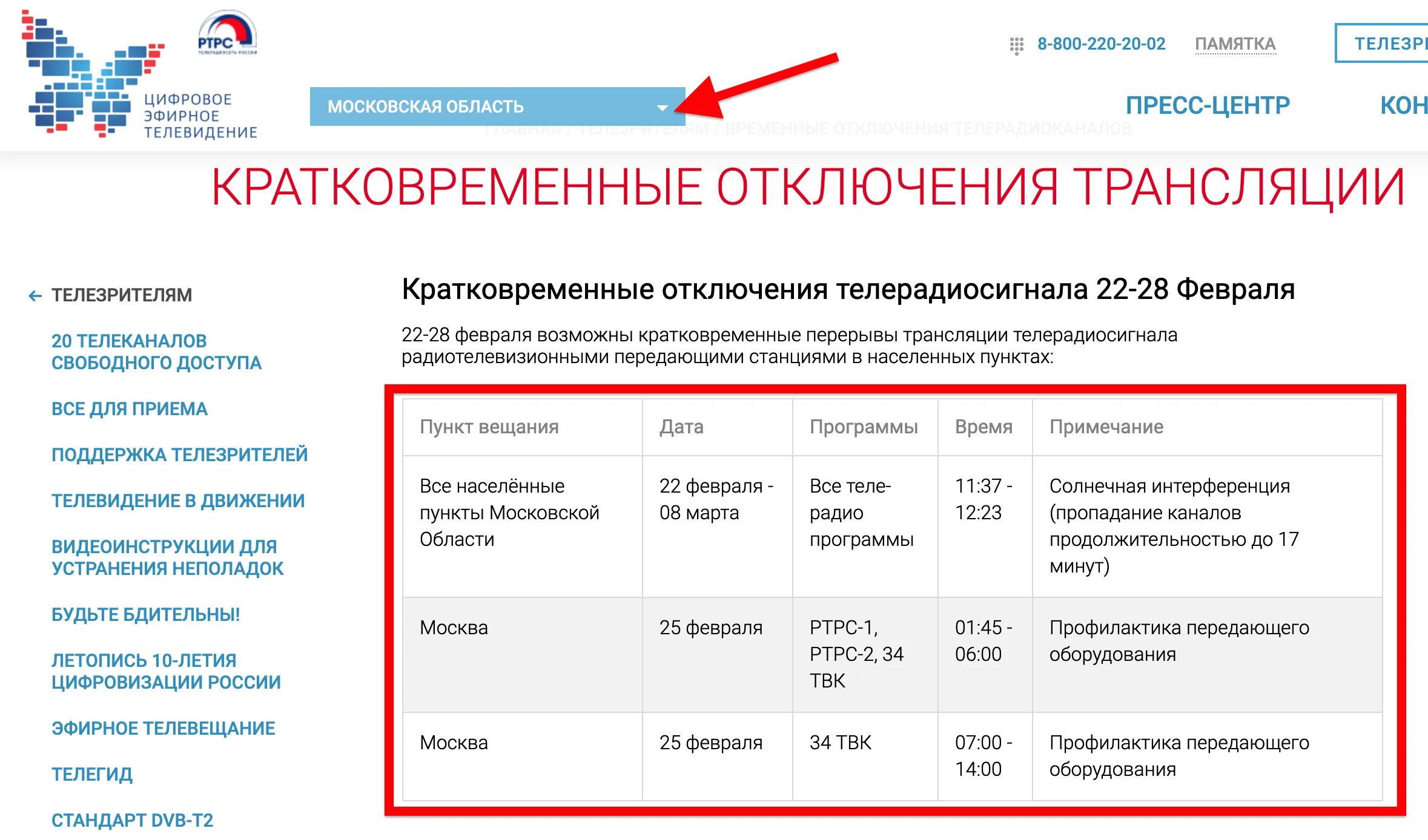 Не работают федеральные каналы