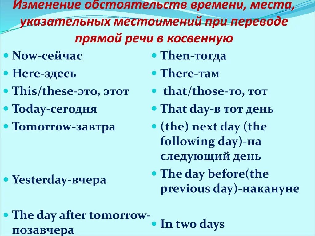 Согласование времен тест. Косвенная речь в английском языке таблица с примерами. Прямая и косвенная речь в английском местоимения. Таблица согласования времен в косвенной речи в английском языке. Косвенная речь в английском таблица изменений.