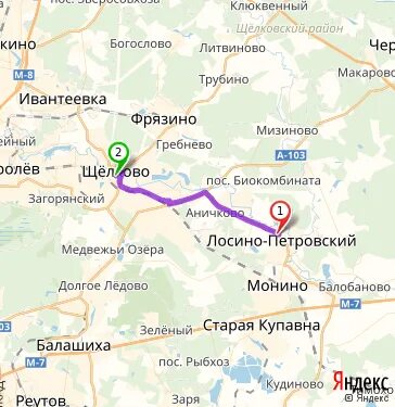 Сколько ехать до лосино петровского