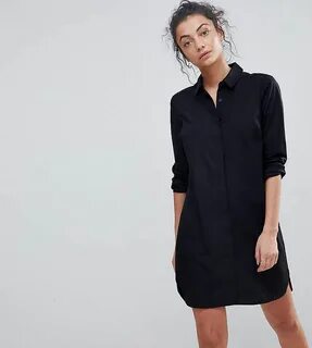 Длинное черное платье с рубашкой