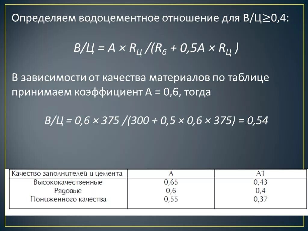 Водоцементное соотношение бетонной смеси в25. Расчет водоцементного отношения. Водоцементное соотношение формула. Водоцементное отношение для бетона. Отношение 0 3 0 8