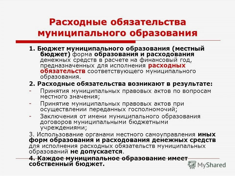 Установление расходного обязательства