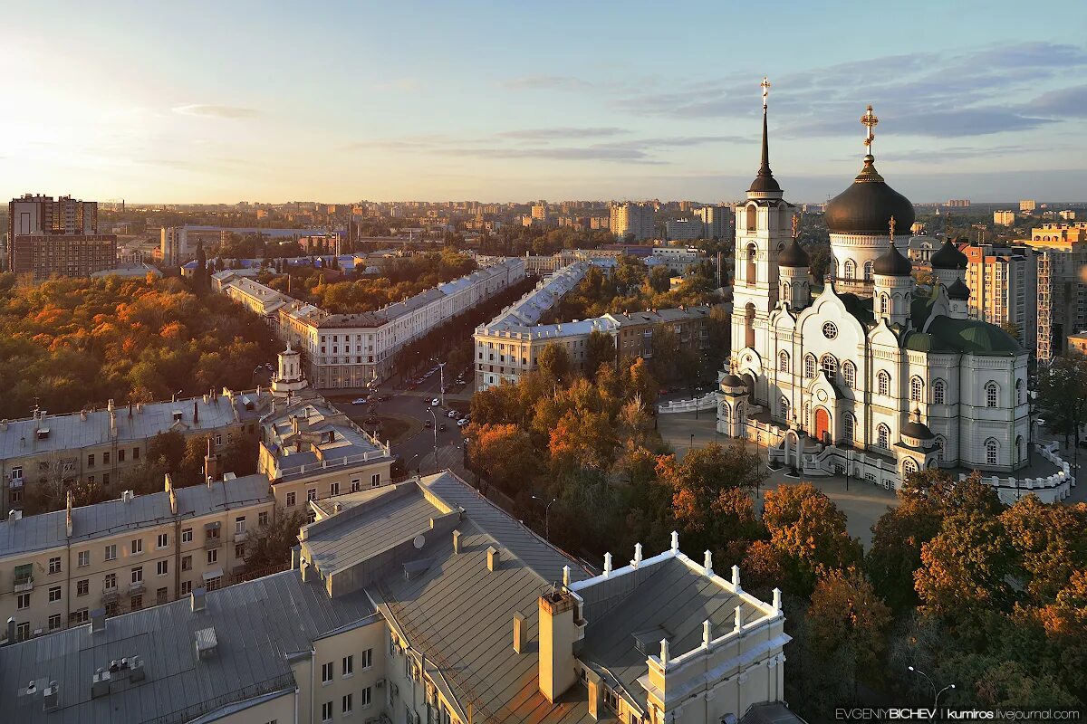 Место в городе по фотографии. Благовещенский храм сверху Воронеж.