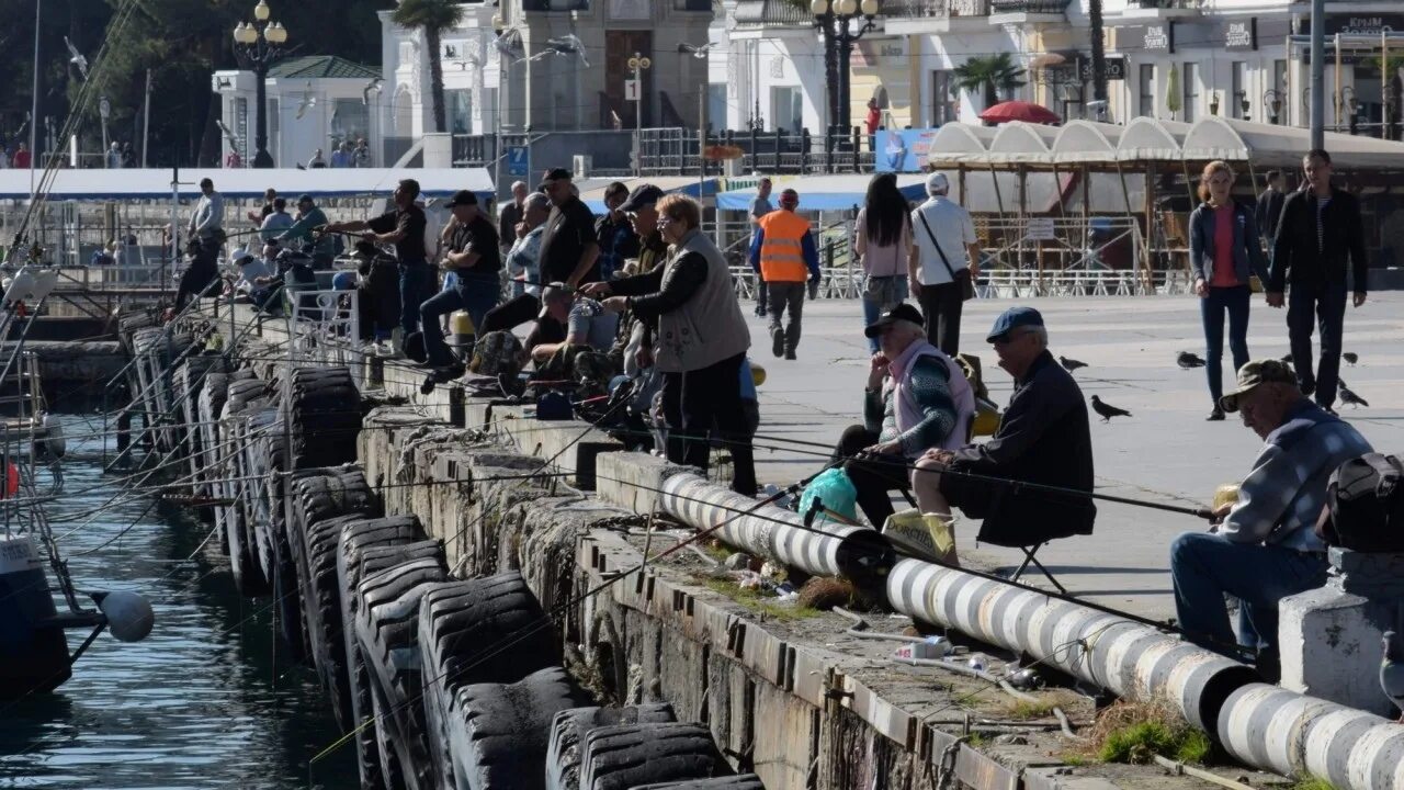 Рыбный промысел в Крыму. Рыбаки на набережной. Рыбалка в порту Ялты. Рыбаки Ялта. Великобритании запретили ловить рыбу