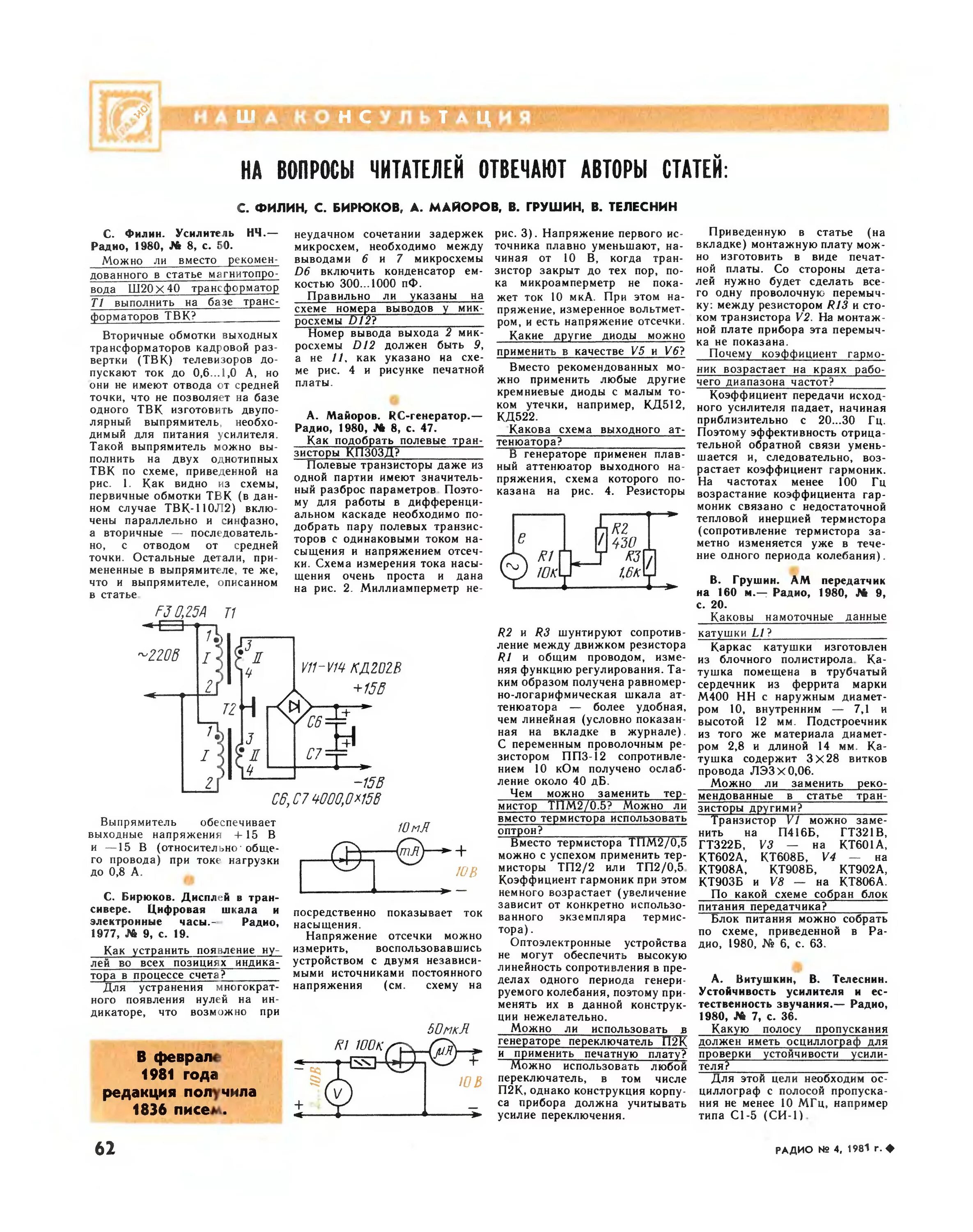 Схемотехника синтезаторов. Радио журнал 1981. Темброблок для усилителя журнал радио. Радио 1981 года. Радио 1981 год.