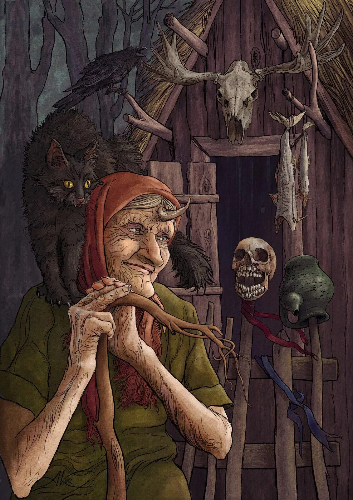 Baba Yaga (баба Яга). Баба Яга Бестиарий. Баба Яга проводник в загробный мир.