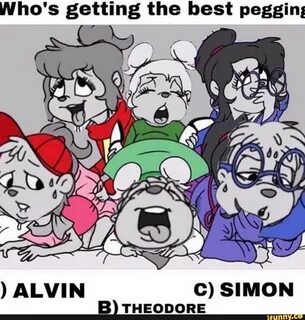 Who's getting the best peggin; ALVIN C) SIMON B) THEODORE.