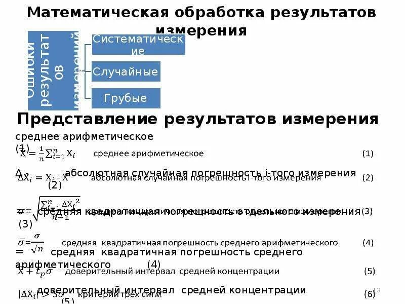 Содержание математической обработки