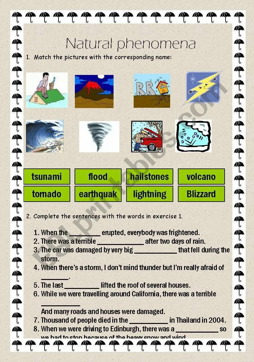 Worksheets стихийные бедствия. Задания на тему natural Disasters. Natural Disasters задание с ответами. Natural phenomena задания. Natural disasters speaking