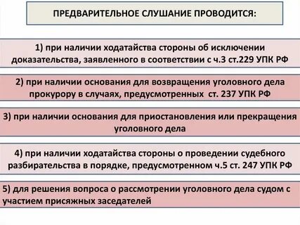 Предварительное слушание какая стадия