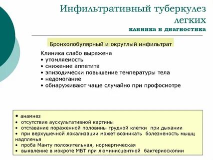 Стадии инфильтративного туберкулеза