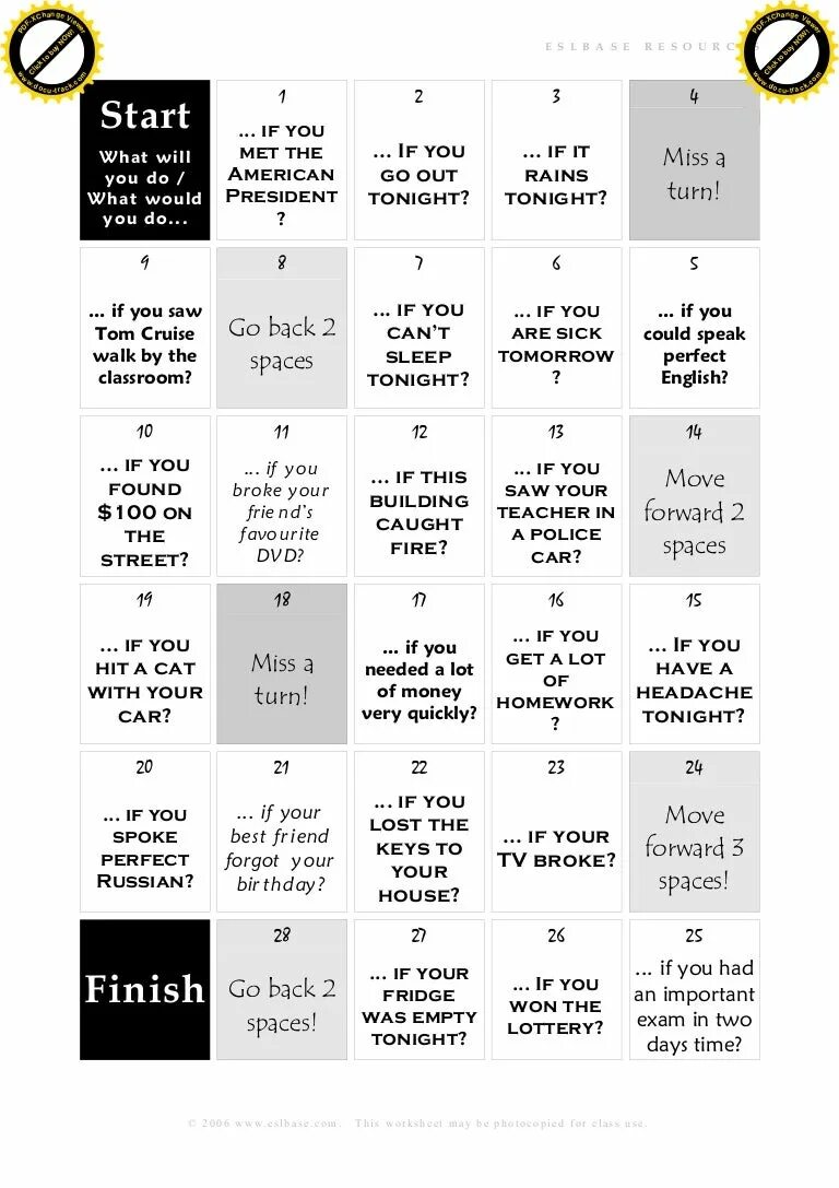 Second conditional Board game. First conditional Board game. First and second conditional boardgame. First second conditional Board game.