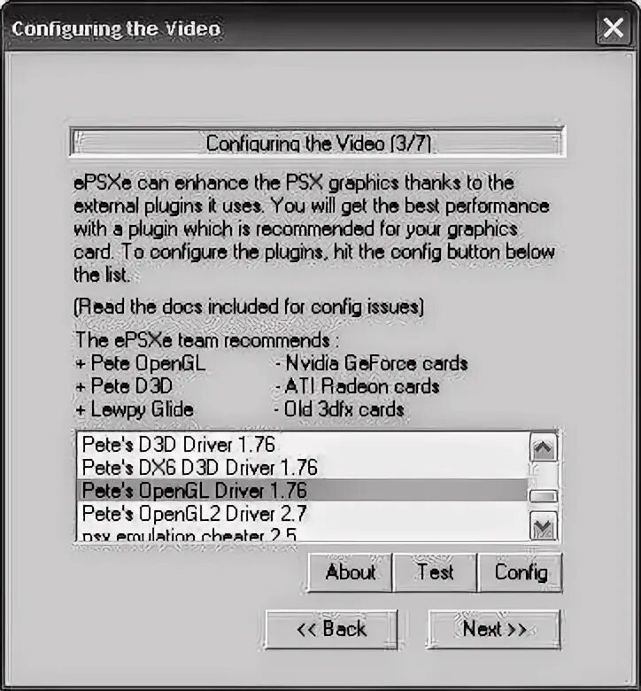 Video configuration. Video configuration