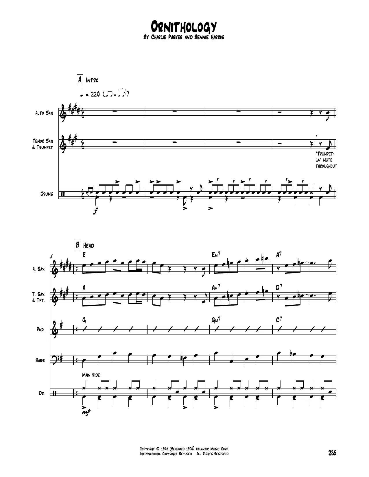 Jazz score