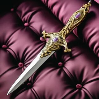 женский кинжал, небольшая рукоятка украшена золотом и рубинами