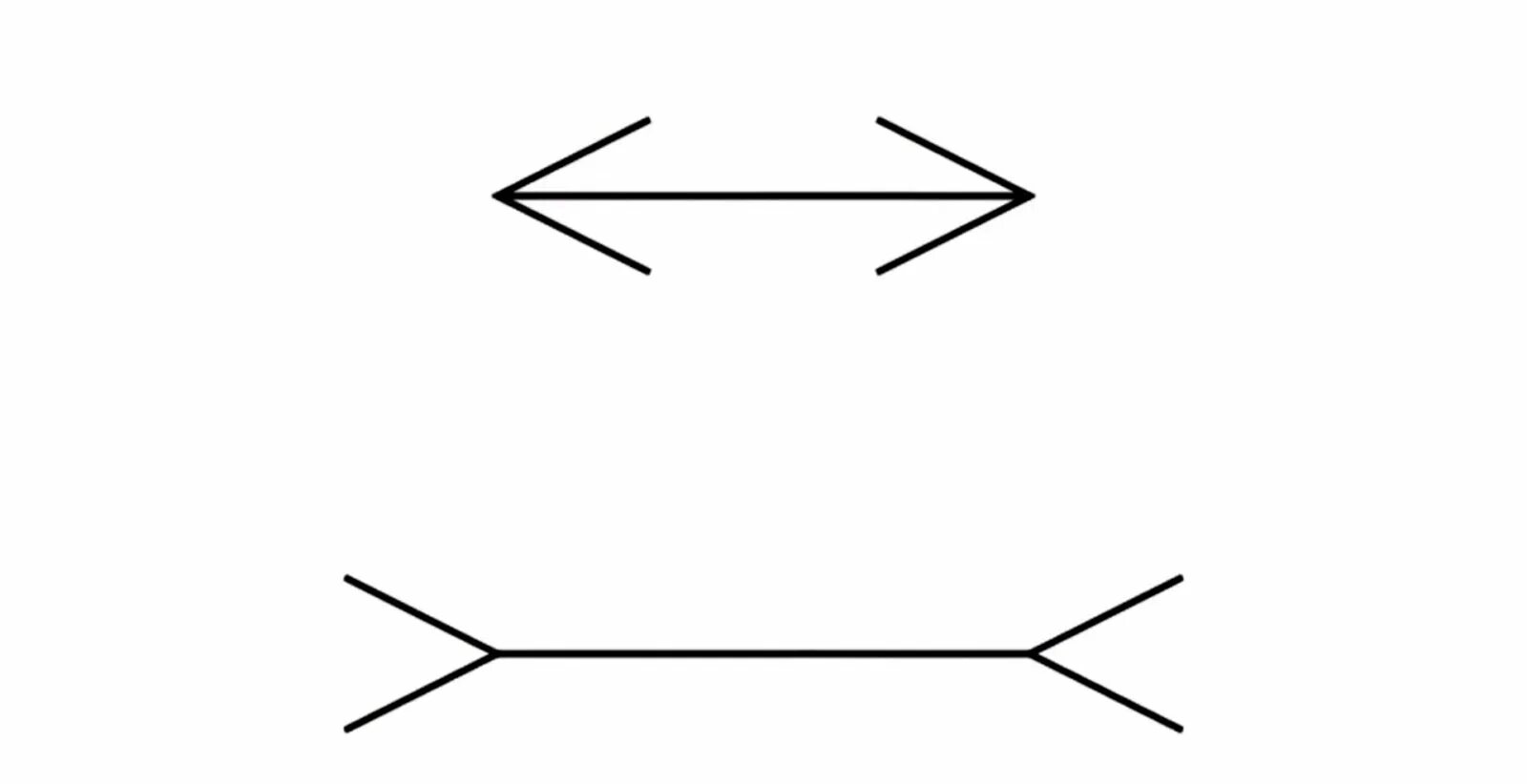 Оптико-геометрические иллюзии. Геомертическии илюзии. Зрительные иллюзии линии. Иллюзия со стрелочками.