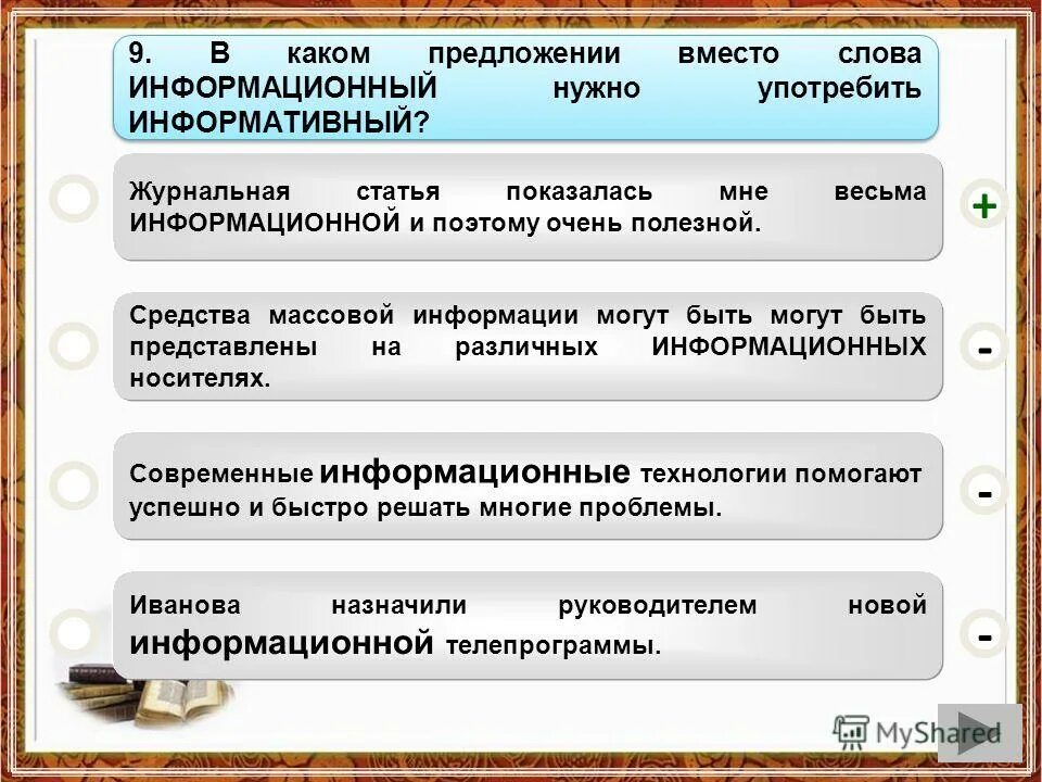 Информационный нужно употребить информативный. Использование информации технологии в школе. Сообщение было информативным. Информационная грамотность педагога. Каноничные правила представления.