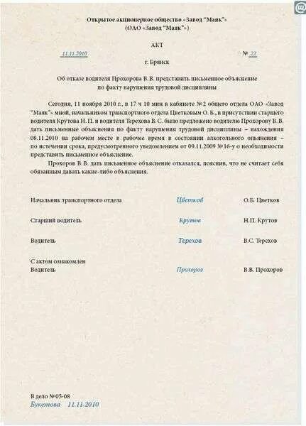 Акт нарушения установленных правил. Форма написания акта о нарушении трудовой дисциплины. Акт об отказе работника выполнять должностные обязанности. Акт об отказе от подписи дополнительного соглашения. Образец акта об отказе подписания трудового договора.