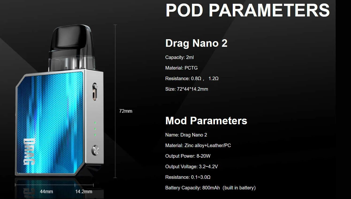 Драг с сколько ватт. VOOPOO Drag Nano 2 pod 800mah Kit. VOOPOO Drag Nano 2 Sparkle Champagne. VOOPOO Drag Nano 2. Набор VOOPOO Drag Nano 2.