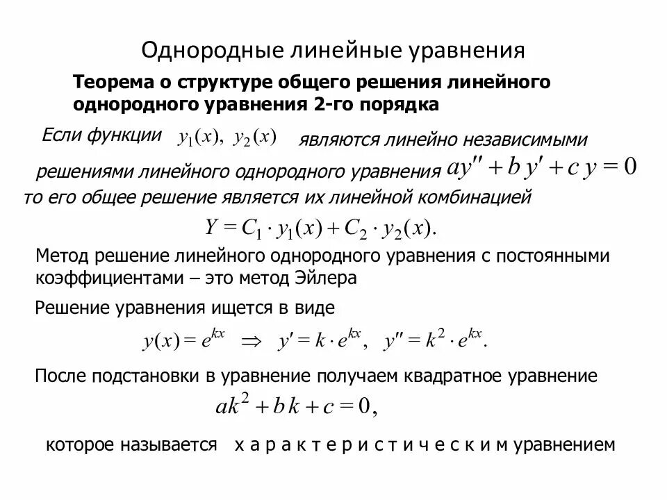 Общее решение однородного дифференциального уравнения. Теорема о структуре общего решения лоду-2. линейное неоднородное диф уравнение 2 порядка. теорема о структуре. структура решение линейного однородного уравнения второго порядка. структура общего решения линейного однородного дифф. уравнения..