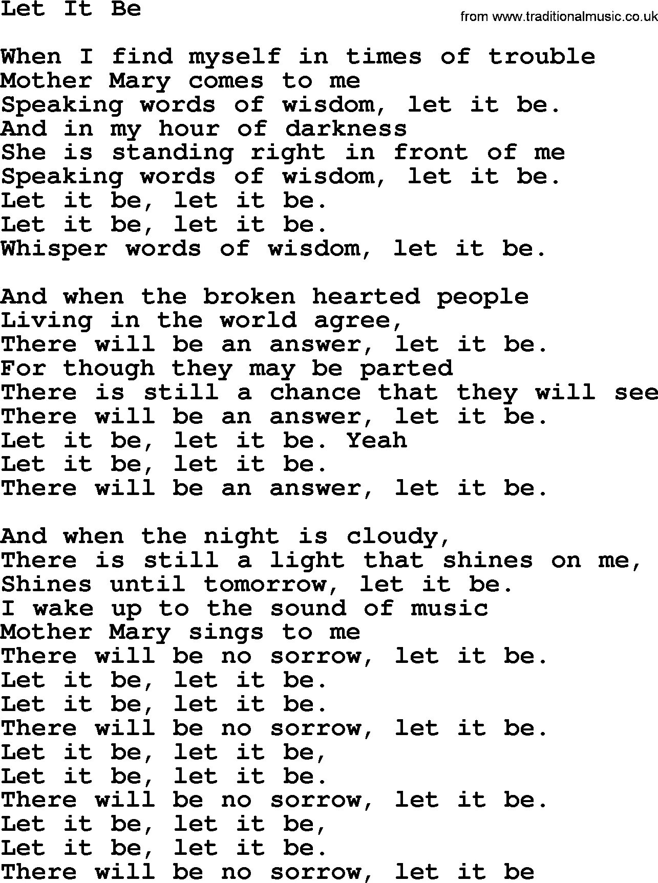 Песня лет ит би. Let it be текст. Let it be the Beatles текст. Слова песни лет ИТ би. Битлз Let it be слова.