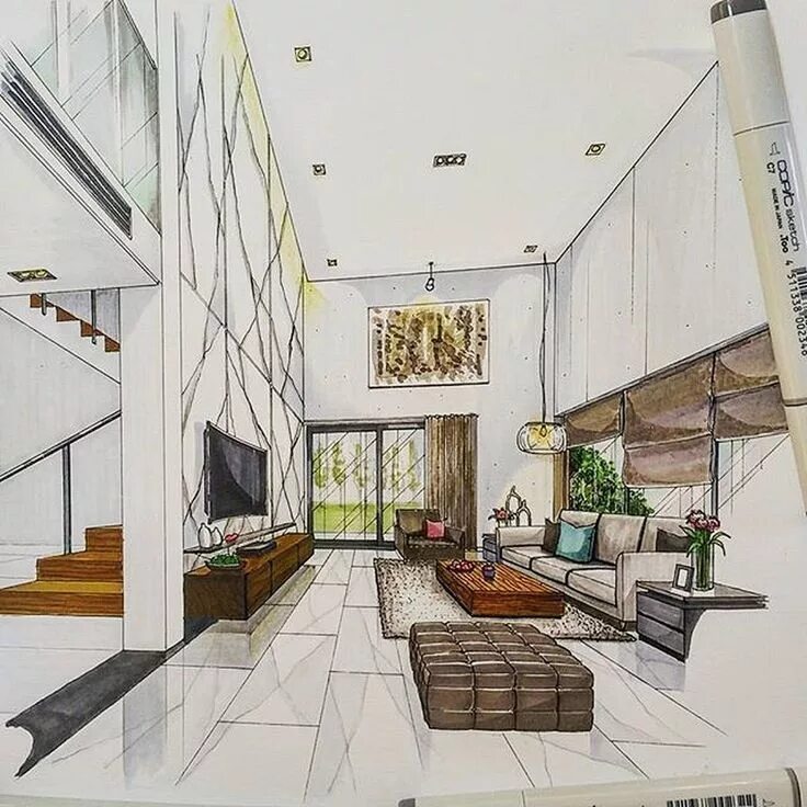 Hand Rendering Interior design drawings, Interior design renderings, Interior re