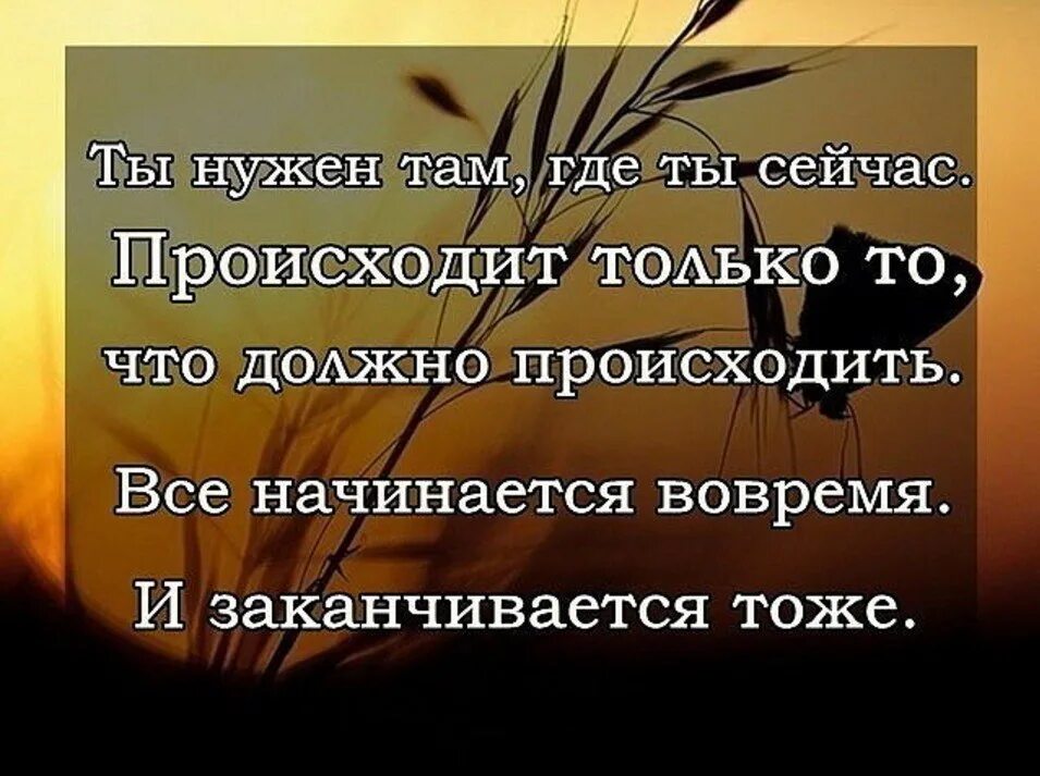 И происходит в нужное время. Происходит только то что должно происходить все. Все происходит так как должно быть. В жизни все происходит как должно быть. В жизни все происходит вовремя.