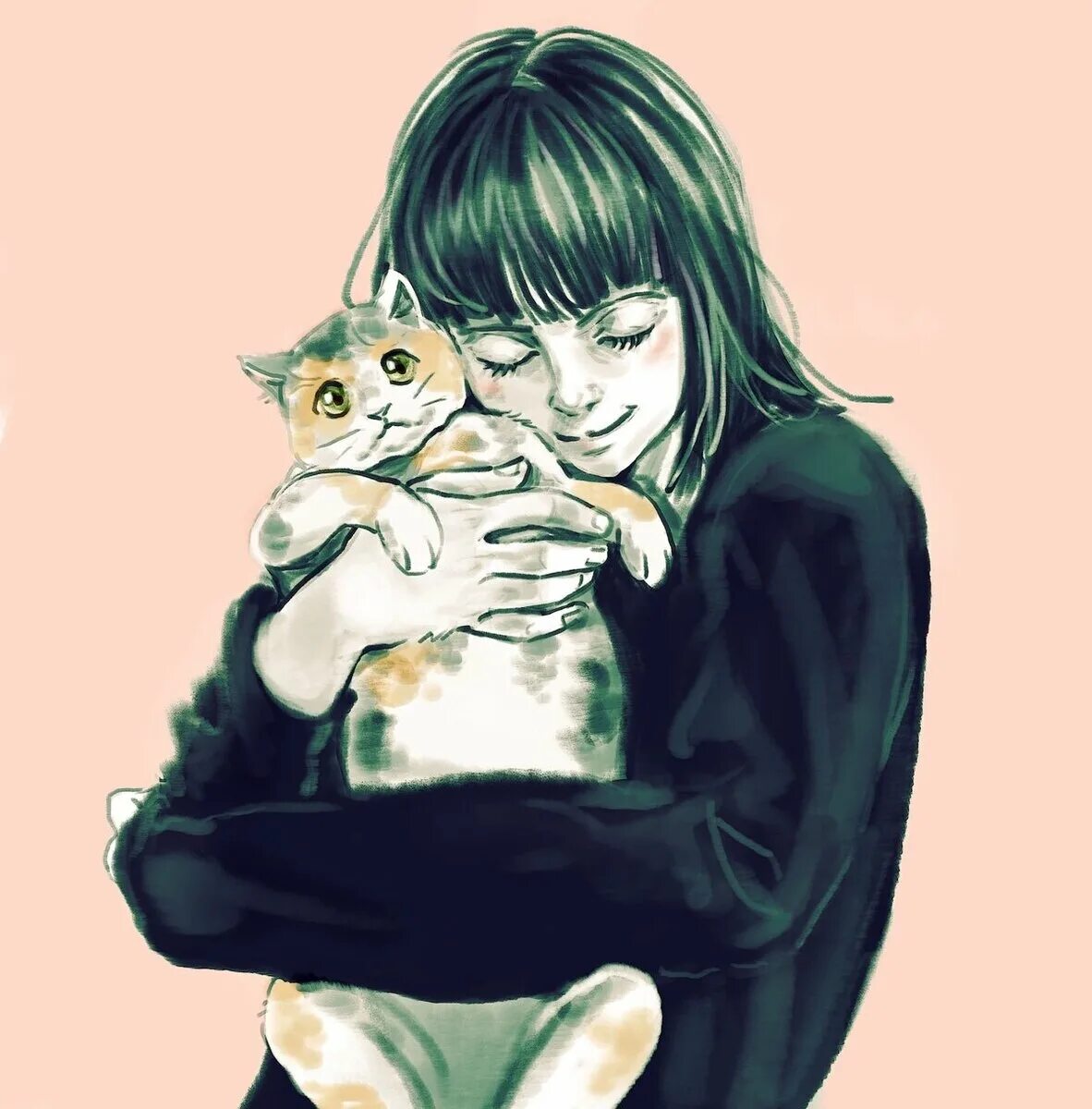 Девушка держит кошку. Девочка держит кота. Девочка держит кота. Девушка держит кота. Девушка с котом арт.