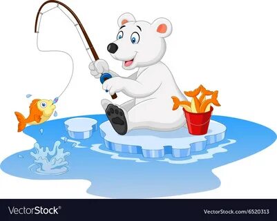 Cartoon polar bear fishing Royalty Free Vector Image 