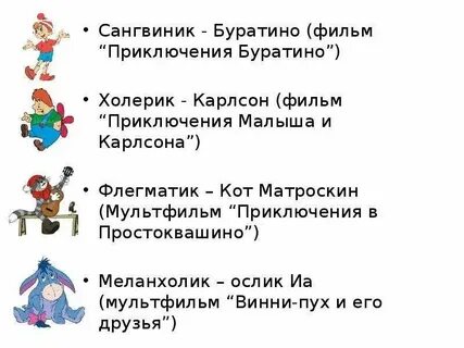 Характеристика героев мультфильмов