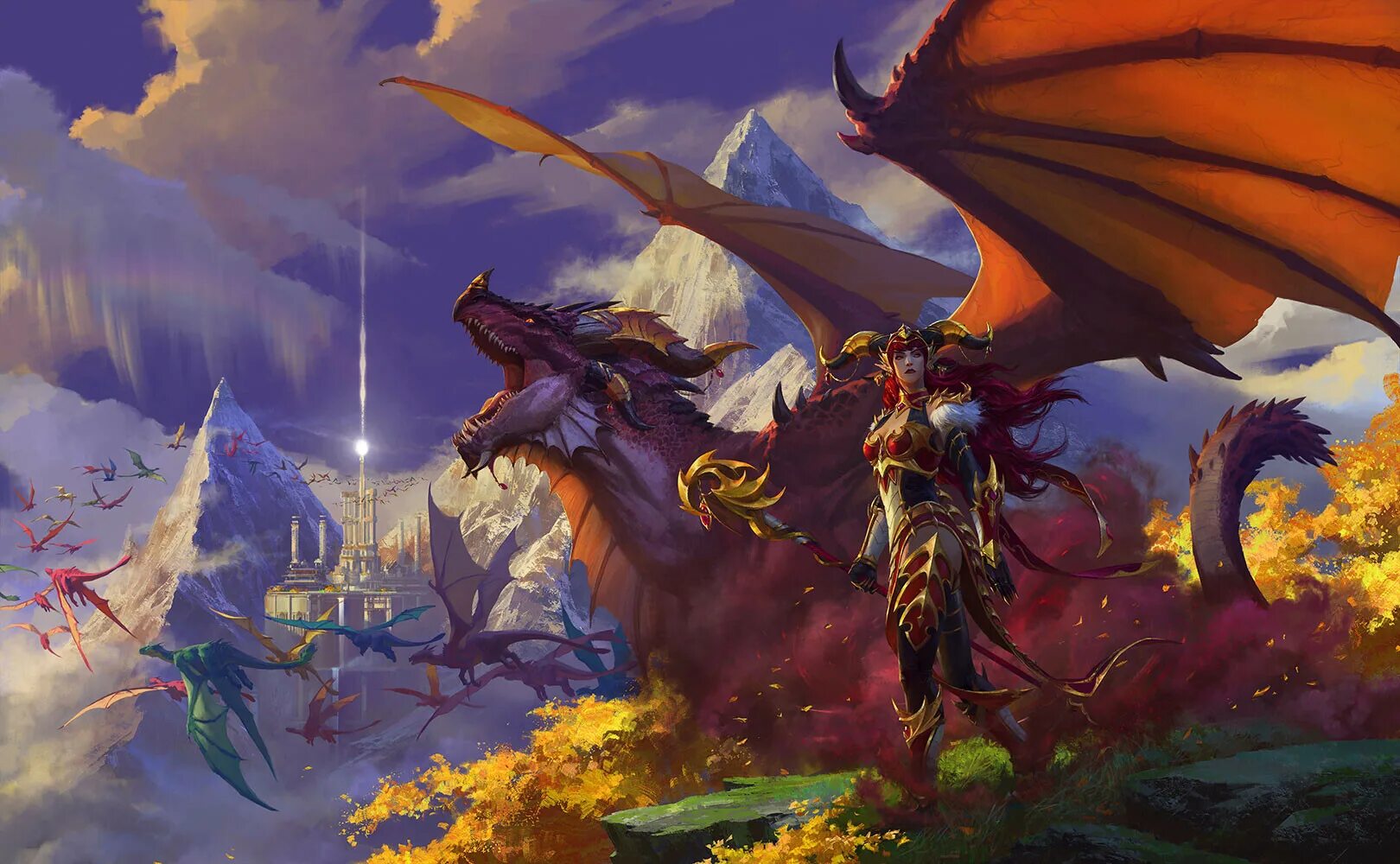 Дракон ворлд. World of Warcraft: Dragonflight. Алекстраза Dragonflight. World of Warcraft Dragonflight драконы. Варкрафт Алекстраза дракон.