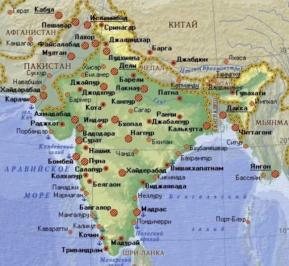 Сколько стран в индии. Политическая карта Индии. Карта Индии на русском языке с городами подробная. Карта Индии географическая. Индия подробная географическая карта.