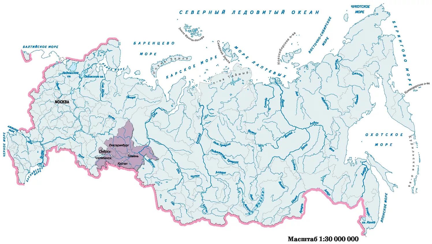 Контурная карта отметить реки и озера