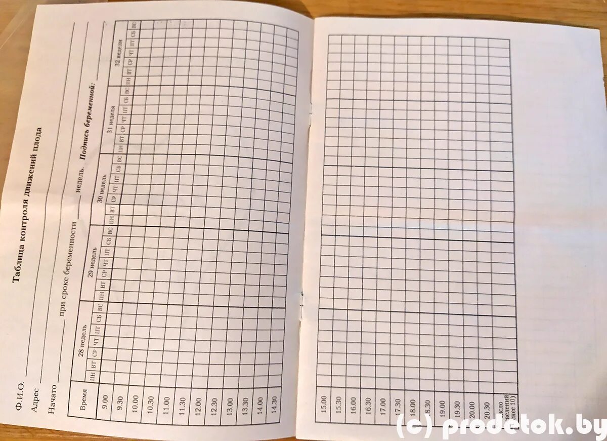 Дневник шевеления плода образец