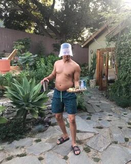 Eric Andre shirtless in backyard before weightloss.