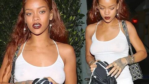 Rihanna flashes nipples in