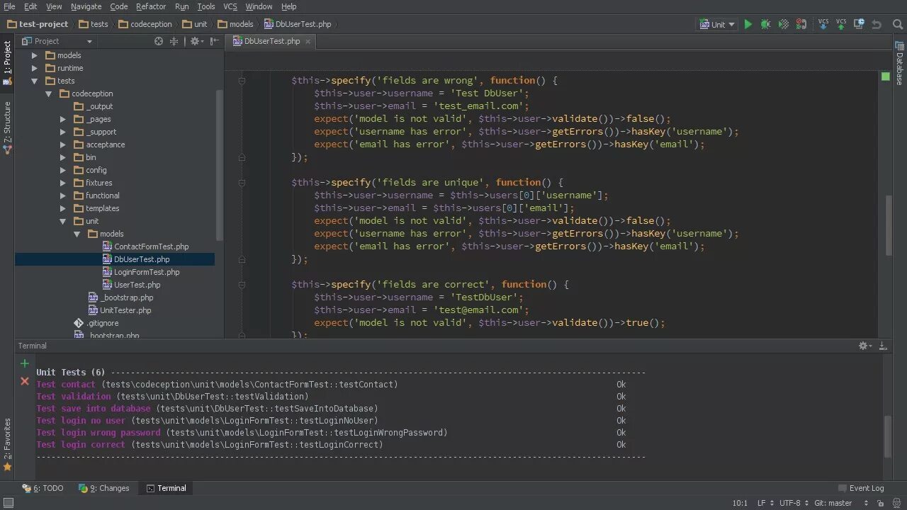 Expected php. Unit тестирование php. Php. PHPSTORM code. Тестирование информационных систем фото PHPUNIT.