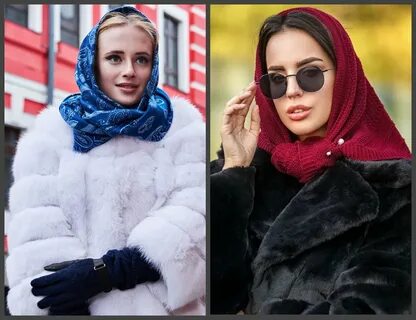 Как носить шубу с шарфом