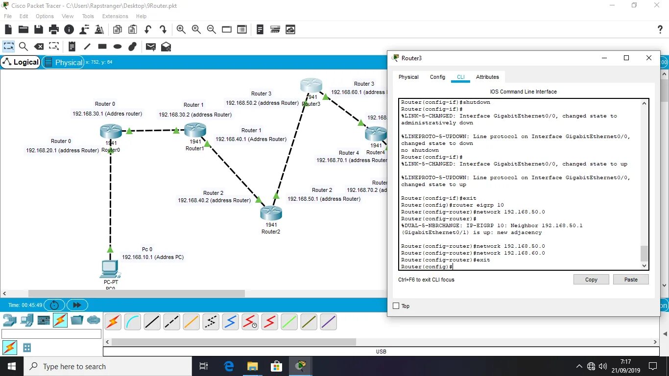 Как настроить роутер cisco packet. Настройка роутеров в cisco packet tracer. настройка роутера скриншоты в циско пакет трейсер. как проверить доменное имя на роутере пакет циско.