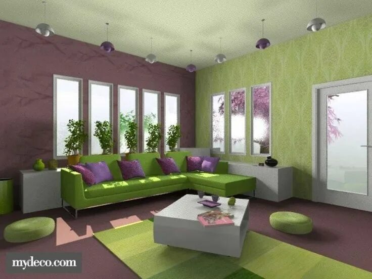 8+ Wonderful Color Schemes For Living Room Purple And Green Gallery