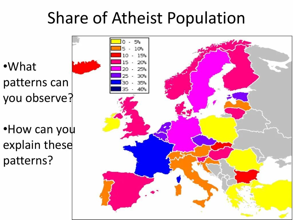 Карта атеистов Европы. Карта атеистов Германии. Атеисты во Франции.