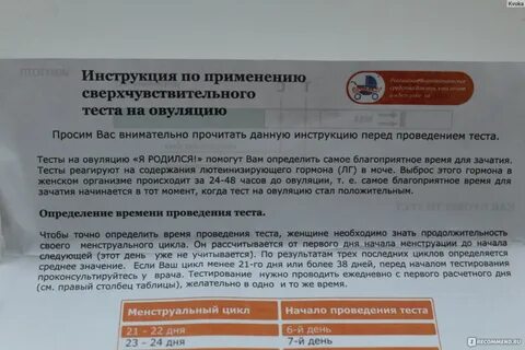Тест на овуляцию инструкция дня