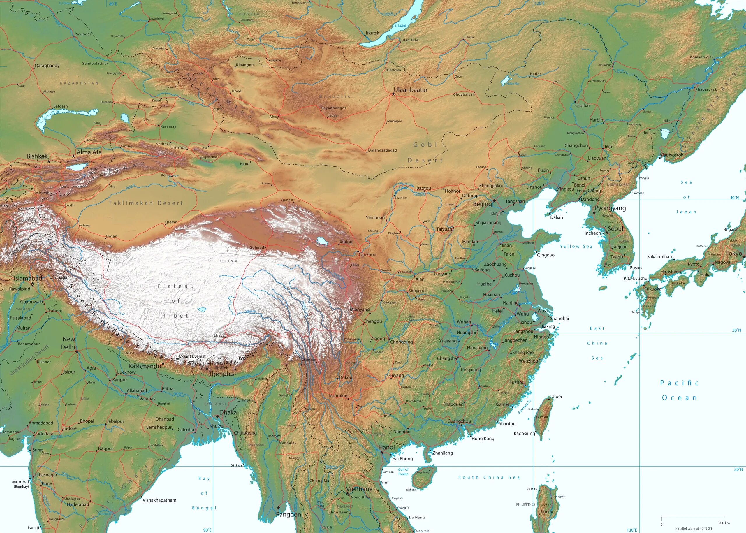 Map of china. Рельеф Китая карта. Физико-географическая карта Китая. Горы Китая на карте. Физическая карта Китая.